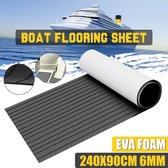 Tapis de terrasse auto-adhésif pour bateau - Tapis de terrasse en mousse de teck EVA - Plancher de Bateaux en teck - Revêtements de sol de yacht en teck - Revêtements de sol de plancher en teck - Lavable - 2400X900x6mm - gris foncé