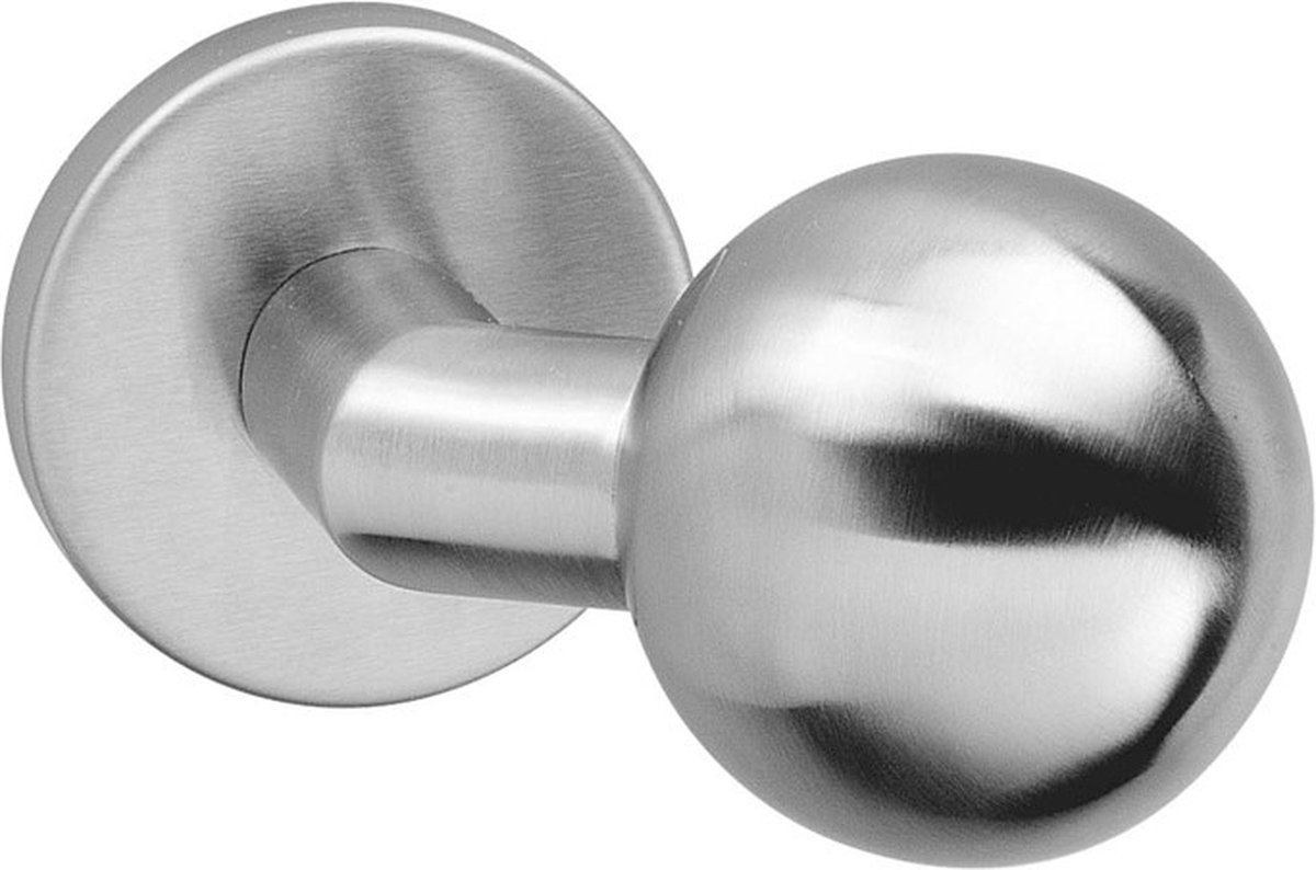 Intersteel Knop bol/schuin - vast op ronde rozet 10mm verdekt - RVS - 0035.216563