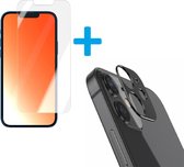 Display Bescherming Schermprotector Tempered Glass Screen Protector + Camera lens Beschermer zwart Geschikt voor: Apple iPhone 13 Mini