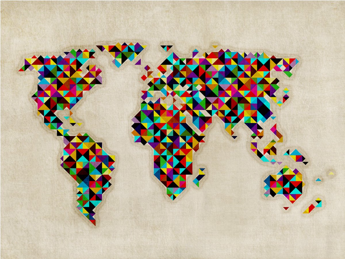Fotobehang - World Map - a kaleidoscope of colors.