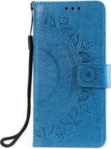 Shop4 - Motorola Moto G71 5G Hoesje - Wallet Case met Pasjeshouder Mandala Patroon Blauw
