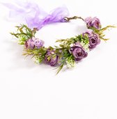 KIMU luxe pivoines guirlande de fleurs violet bandeau chapelet floral