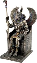 Veronese Design - Beeld/Figuur - Egyptische God Anubis op de Troon - Zeer gedetailleerd - Zware Kwaliteit - 26cm x 14cm x 14cm