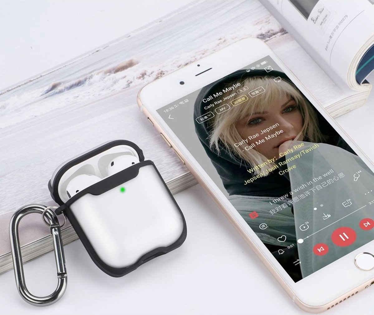Mobigear Shockproof Hoesje geschikt voor Apple AirPods 2 Hoesje Flexibel TPU - Roze