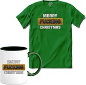 Merry f*cking christmas - T-Shirt met mok - Meisjes - Kelly Groen - Maat 12 jaar