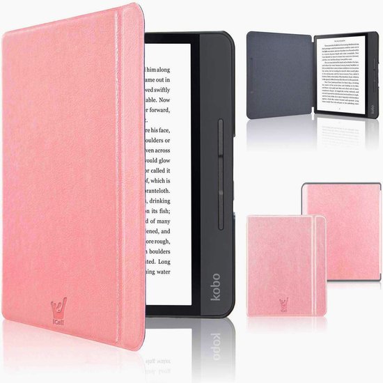 Hoes geschikt voor Kobo Forma - Book Case Premium Sleep Cover Leer Hoesje met Auto/Wake Functie - Roze van EasyAcc — afbeelding 5