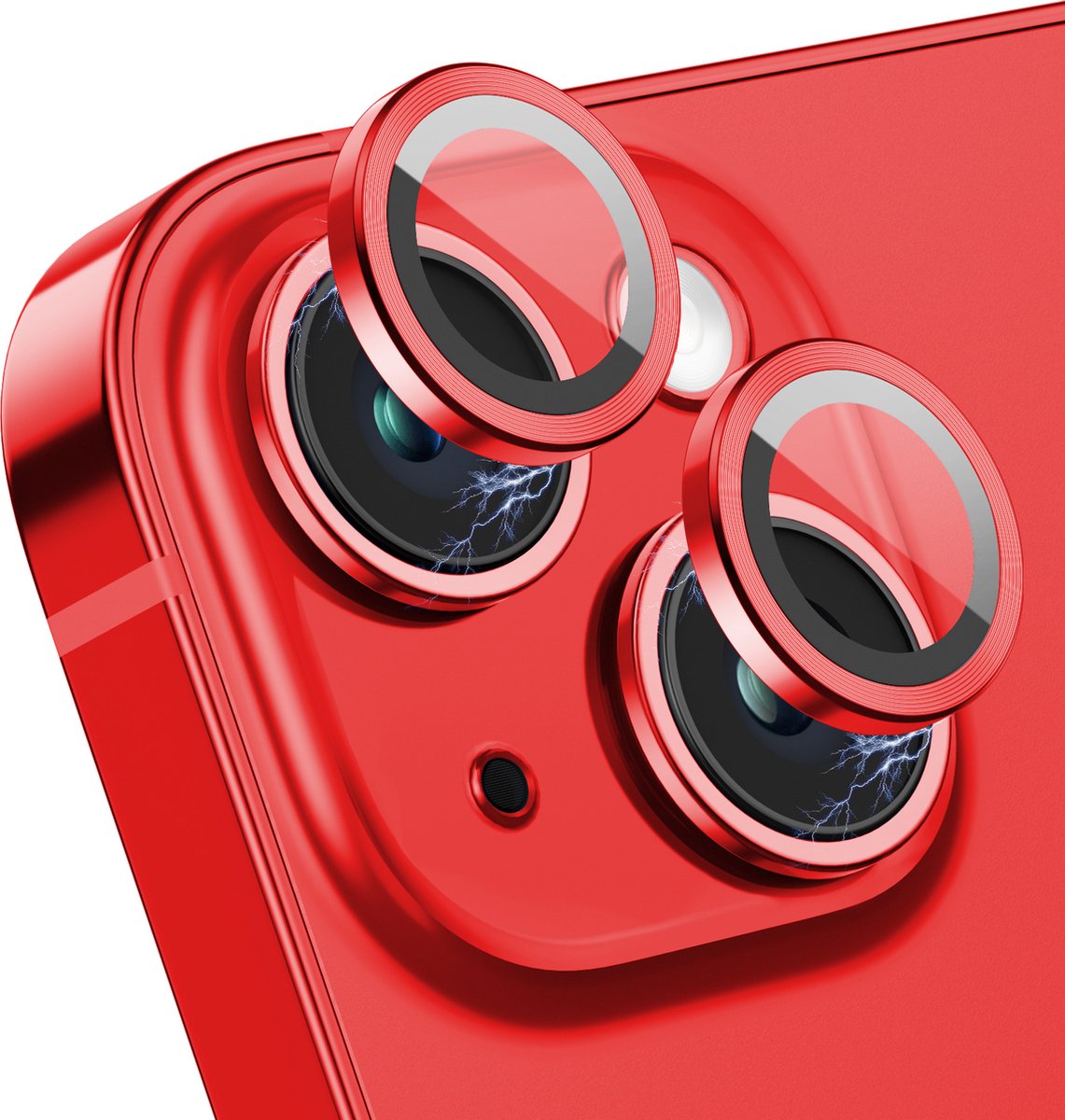 iPhone 14 / 14 Plus Camera Lens Protector - Rood - Eenvoudige Installatie - Camera Protector iPhone 14 - Aluminium - Gehard Glas - Screenprotector