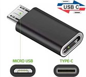 2x Usb Type C Female Naar Micro Usb Male Adapter Connector Type-C Micro Usb Charger Adapter zwart