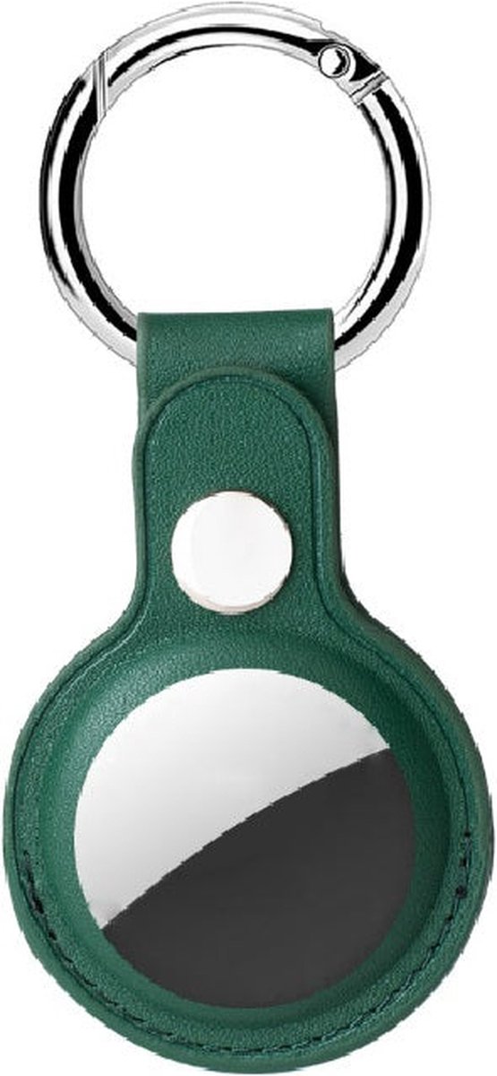 sleutelhanger geschikt voor airtag Apple Lederen Anti-verloren Case Hond Kat Huisdier Kraag Sleutels Gps Tracker Locator Beschermhoes groen