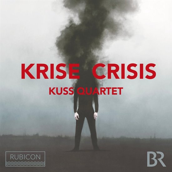 Kuss Quartet Krise Crisis CD-hoes met rokerige zwarte pluim boven een figuur.