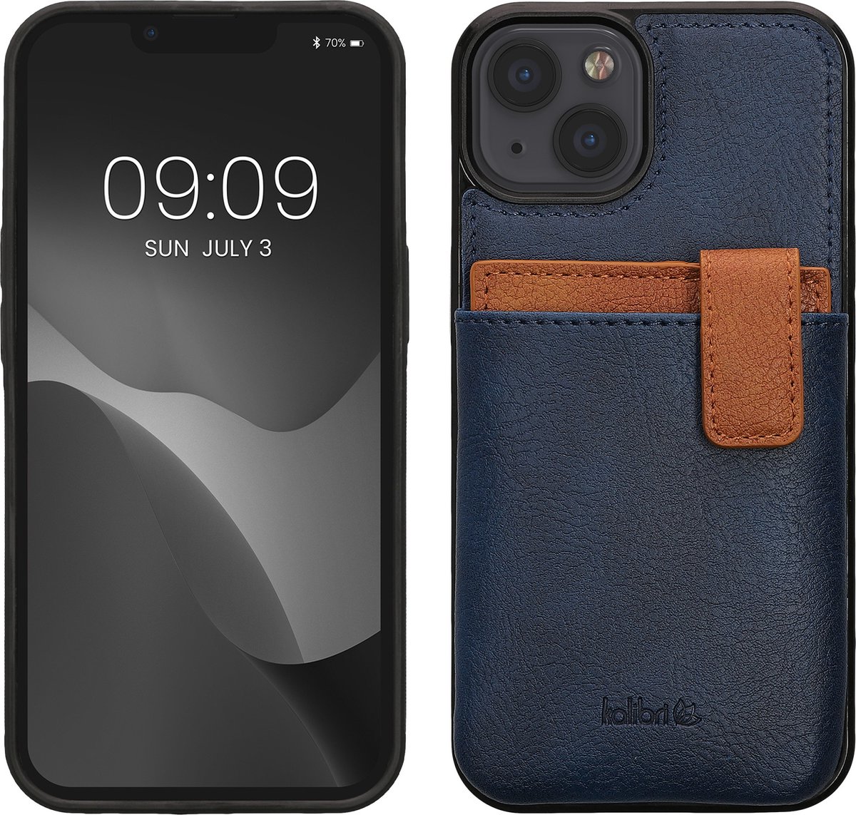 kalibri hoesje geschikt voor Apple iPhone 13 / iPhone 14 - Back cover van imitatieleer met pasjeshouder