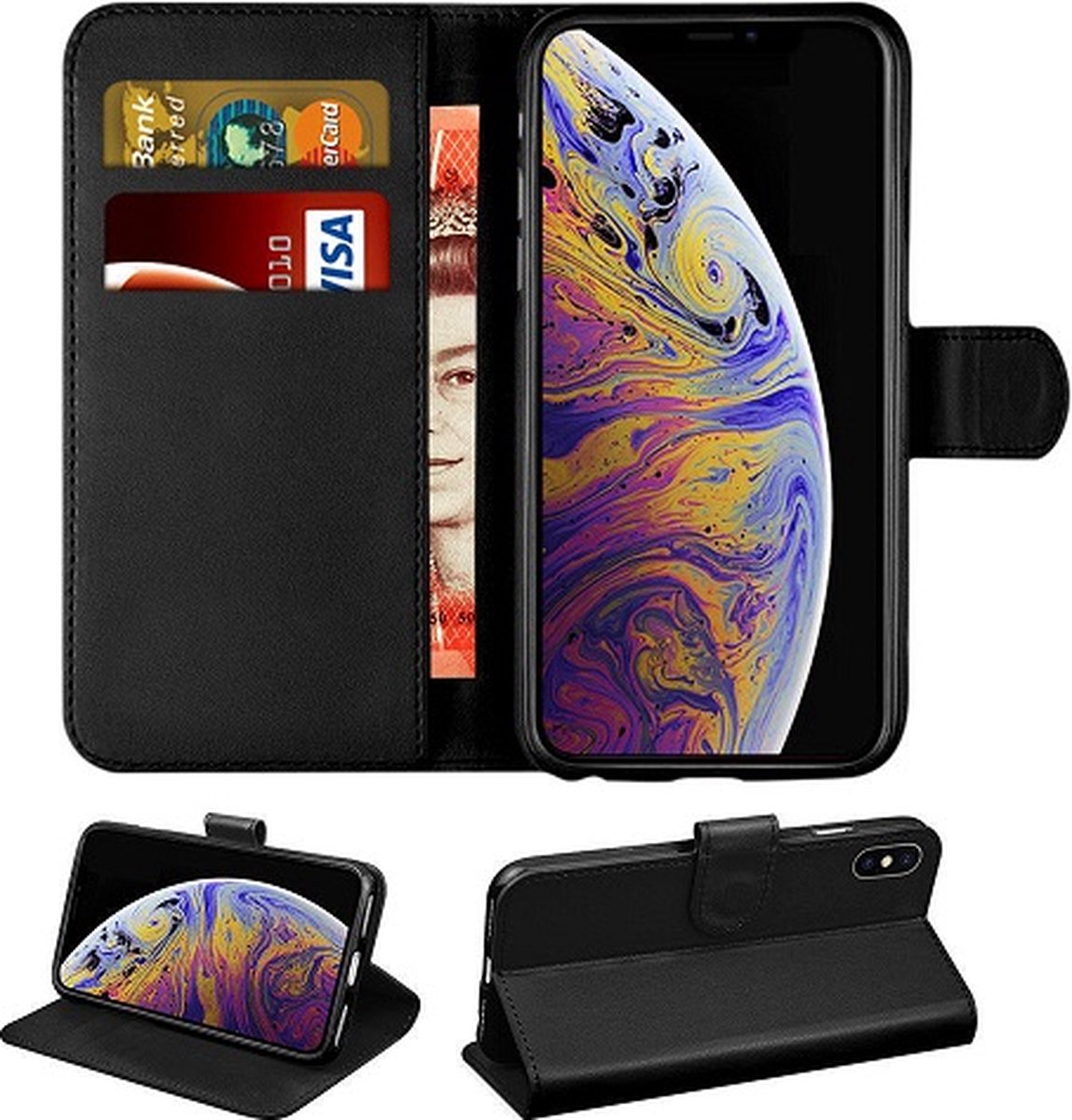 iPhone XS Max Hoesje Met Pasjeshouder Bookcase Zwart