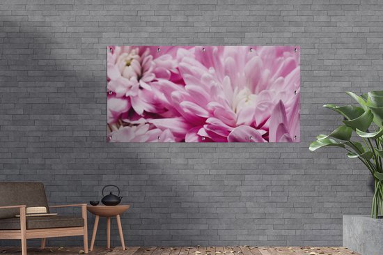 Affiche clôture Fleurs - Rose - Nature - 200x100 cm - Toile de jardin