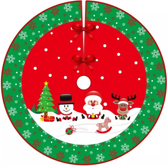 Kerstboomkleed - Kerstboomrok - Kerstboom ring - Kleed voor onder kerstboom - 90cm - Kerstboom standaard - voet voor kerstboom - Santa 2