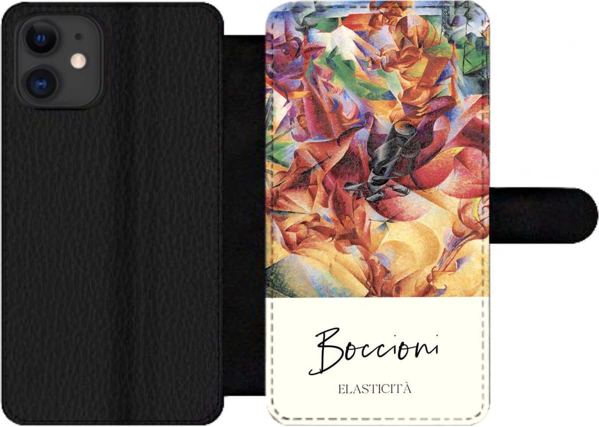 Telefoonhoesje Geschikt voor iPhone 12 Pro Max telefoonhoesje - Kunst - Umberto Boccioni - Elasticità - Met vakjes - Wallet case met magneetsluiting