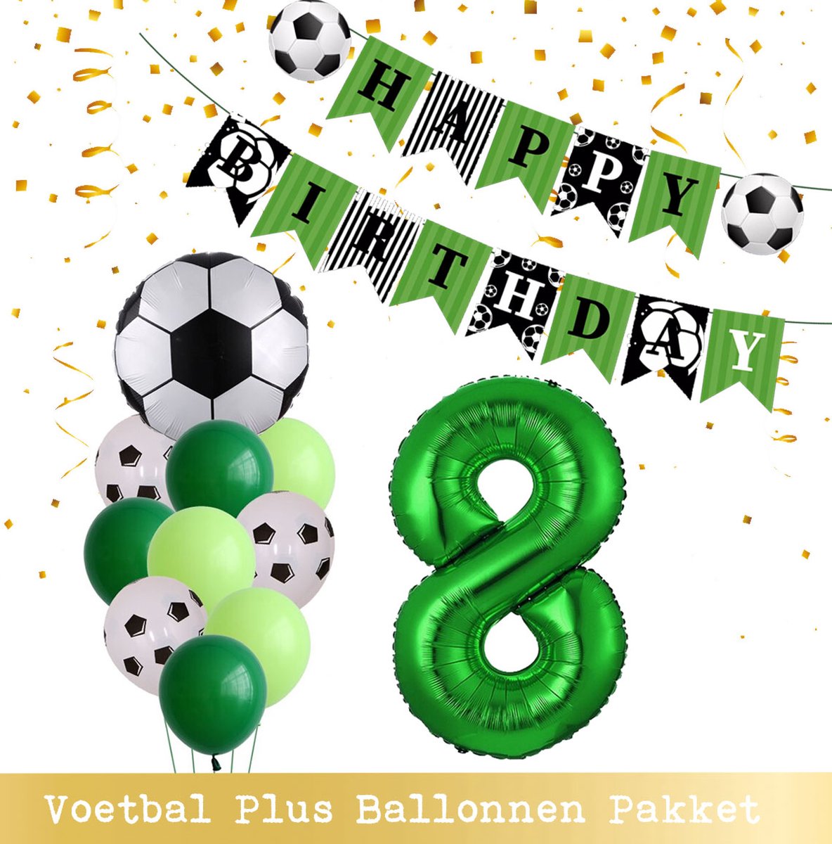 Snoes Cijfer Ballon 8 Jaar - Voetbal verjaardag decoratie voor jongen