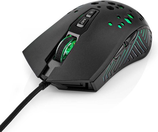 Nedis Gaming Muis – Bedraad – 7200 DPI – Optisch – RGB Verlichting – Ergonomisch – Zwart