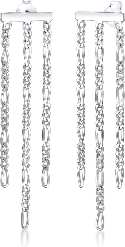 Elli Dames Oorbellen hanger plug Figaro ketting trend in 925 sterling zilver verguld