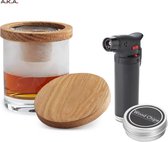 Luxe Whiskey en cocktail smoker set 4-delig – rookpistool whisky stones rookmot smoking gun – glazen karaf roker cadeau voor man