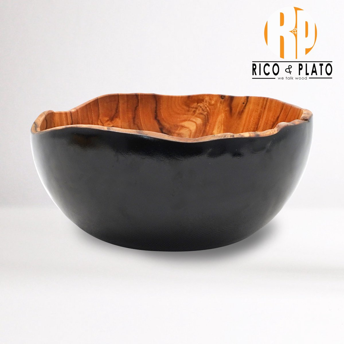 Rico & Plato houten Schaal , slakom -zwart Adagio Ø 20cm - vervaardigd uit gecertificeerd teakhout