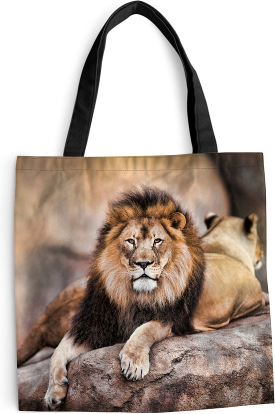 Sac bandoulière - Sac de plage - Shopper Lion - Rock - Animaux - 45x45 cm - Sac coton