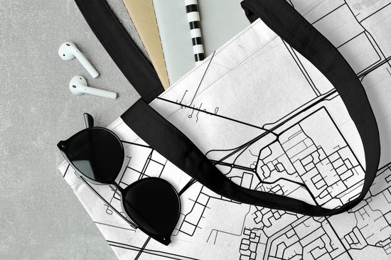 Sac à bandoulière - Sac de plage - Carte shopping - Klazienaveen - Zwart - Wit - 40x40 cm - Sac en coton