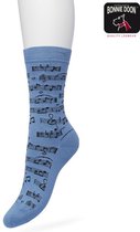 Bonnie Doon Dames Sokken met Muziek Print maat 36/42 Blauw - Thema Sokken - Muzieknoten - Cadeau Sokken - Zacht Katoen met Gladde Teennaad - Comfortabel - Perfect Cadeau - Coronet Blue - BT991127.187