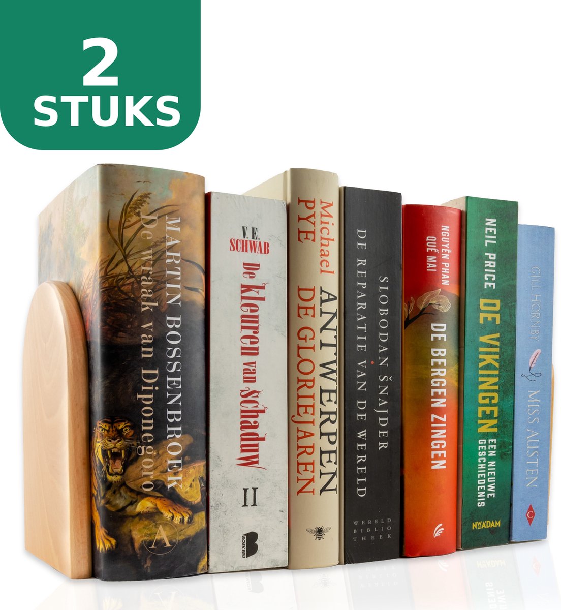 Boekensteunen Beukenhout - Set van 2 Boekensteunen - Boekenstandaard - Boekenhouder - Verbeterd en Vernieuwd