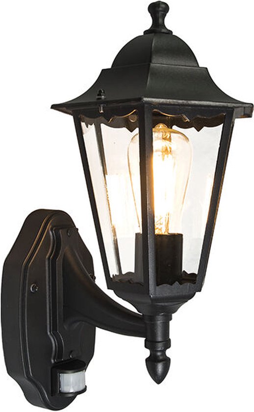 Lumière Wandlamp buiten met sensor Ambre Zwart buitenlamp met sensor wandlamp bol