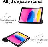 Hoes Geschikt voor iPad 2022 Hoes Tri-fold Tablet Hoesje Case Met Uitsparing Geschikt voor Apple Pencil Met Screenprotector - Hoesje Geschikt voor iPad 10 Hoesje Hardcover Bookcase - Zwart