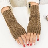 Dames Vingerloze Handschoenen - Polswarmers Bruin