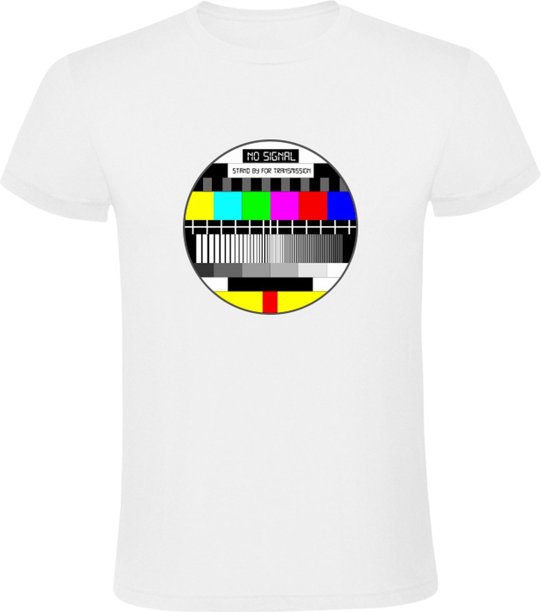 Geen Signaal Logo Televisie Heren T-shirt - tv - retro - beeldscherm - verbinding - testbeeld - stand by - stand-by - buiten werking - pauze