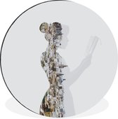 WallCircle - Wandcirkel - Muurcirkel - Multi exposure beeld van een vrouw en Valencia - Aluminium - Dibond - 60x60 cm - Binnen en Buiten