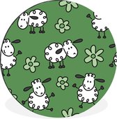 WallCircle - Wandcirkel - Muurcirkel - Een illustratie van een schapen patroon - Aluminium - Dibond - ⌀ 140 cm - Binnen en Buiten