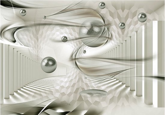 Papier peint photo roi - Papier peint non tissé - Papier peint intissé - Papier peint photo Silver Balles - Tunnel 3D - Silver bullets - 400 x 280 cm