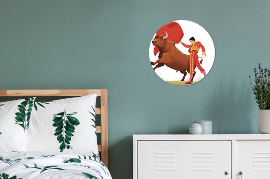 Une illustration d'un torero mural cercle aluminium ⌀ 30 cm - tirage photo sur cercle mural / cercle vivant / cercle de jardin (décoration murale)