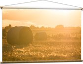 WallClassics - Affiche Textile - Balles de Foin au Pâturage - 120x80 cm Photo sur Textile