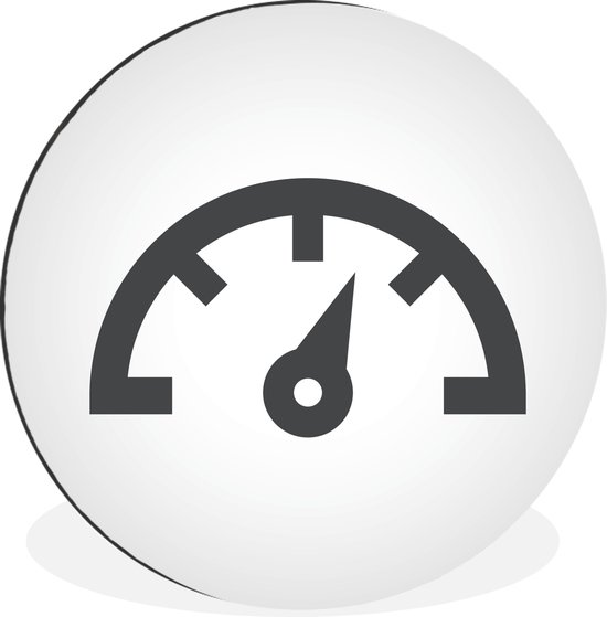 WallCircle - Wandcirkel - Muurcirkel - Zwart-wit illustratie van een pictogram in het dashboard van een auto - Aluminium - Dibond - ⌀ 30 cm - Binnen en Buiten