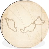 Illustration d'une carte de Malaisie Cercle mural aluminium ⌀ 60 cm - Tirage photo sur cercle mural / cercle vivant / cercle de jardin (décoration murale)