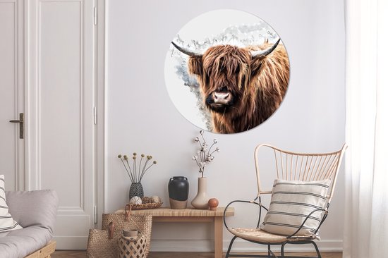 Cercle mural - Aluminium - Scottish Highlander - Fumée - Zwart - ⌀ 120 cm XXL