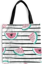 Sac Bandoulière - Sac De Plage - Shopper Summer - Pastèque - Coeurs - 40x40 cm - Sac Coton