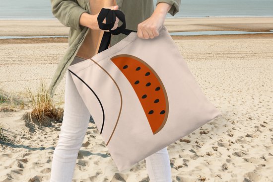 Sac bandoulière - Sac de plage - Shopper Summer - Pastèque - Lignes - 40x40 cm - Sac coton
