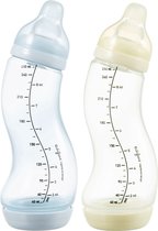 Bol.com Difrax Babyfles 250 ml Natural - S-fles - Anti-Colic -Lichtblauw/Crèmewit - Duopack aanbieding