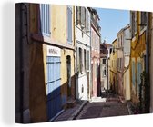 Canvas Schilderij Huizen - Straat - Marseille - 120x80 cm - Wanddecoratie