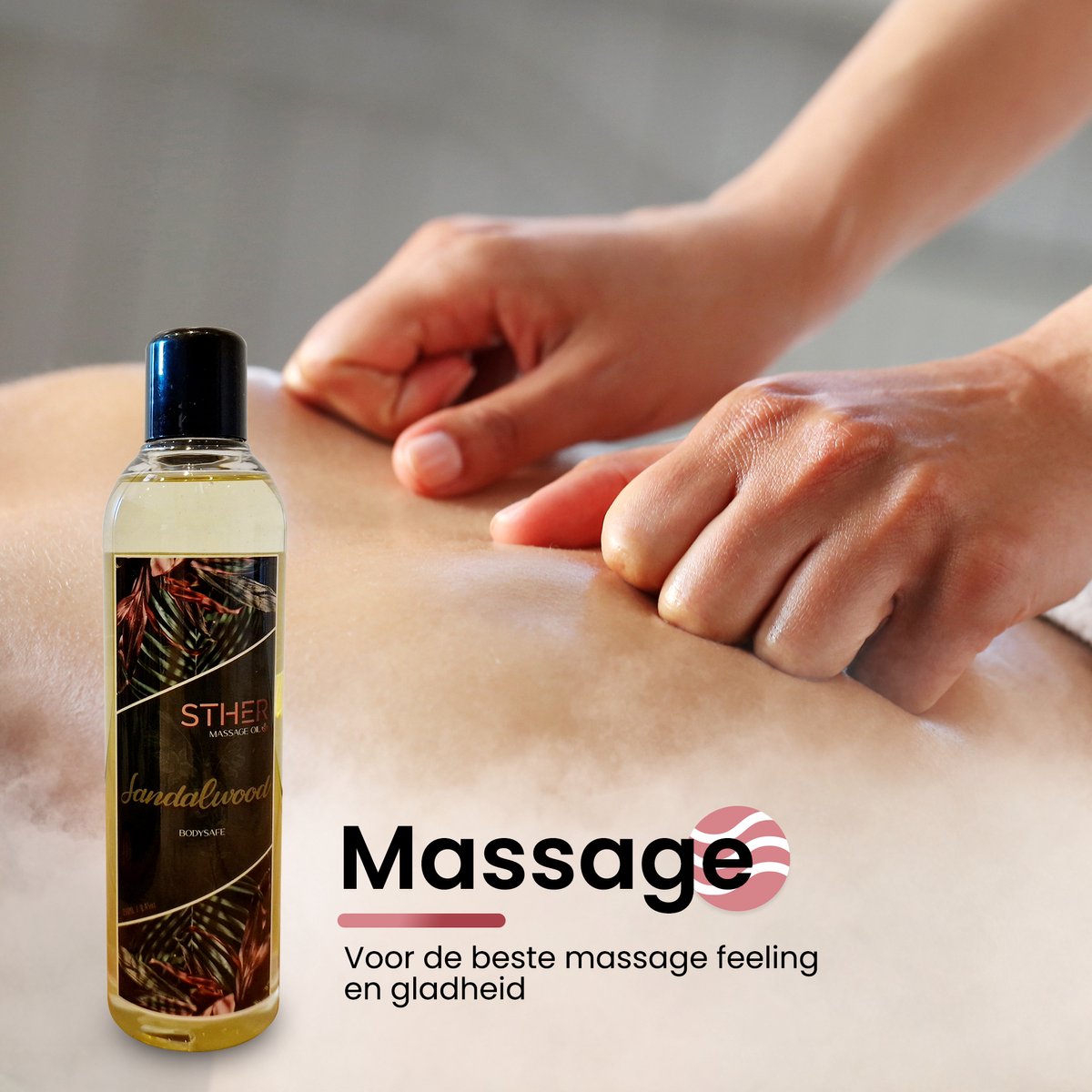 Sther Premium Massageolie - Sandalwood (Sandelhout) - 250ml - Natuurlijk Glijmiddel op Oliebasis - Met Avocado-olie - Langdurig Glijvermogen thumbnail 3