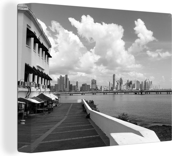 Canvas Schilderij Zwart wit afbeelding van Panama Stad - 40x30 cm - Wanddecoratie