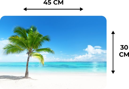 Set de Table - Napperons en Plastique - Palmier - Plage - Mer - Été - 45x30 cm - 6 Pièces - Résistant à la Chaleur - Antidérapant - Pad - Amovible