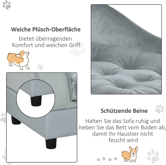 PawHut hondenbank hondenzetel hondensofa hondenbed hondenmat kat kussen gepolsterd