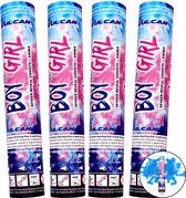 Gender Reveal Smoke Cannon Blauw Boy - Pack de 4 - Confettis Cannon Blue - Confettis Shooter - Confettis & Smoke - Gender Reveal Party - Qualité Premium