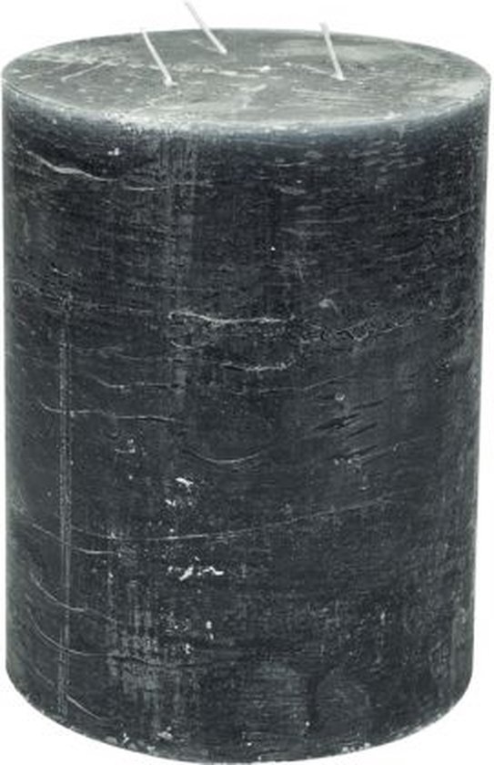 Stompkaars - donkergrijs - 15x20cm - 3 lonten - parafine - set van 2